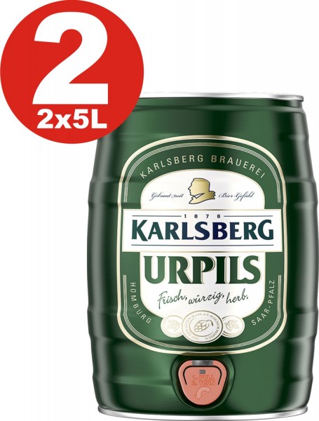 2 x Karlsberg Urpils 5 L partito keg 4,8% vol.