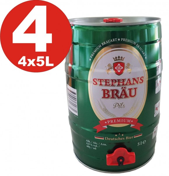 4 x Stephans Braeu Pils 5 litri 4,9% vol. bariletto