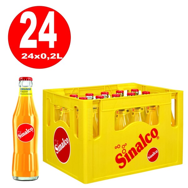 24 x Sinalco Orange 0.2L Bottiglia in vetro con scatola originale riutilizzabile