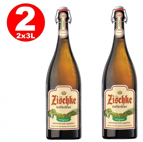 1 x Zischke Kellerbier Original 3 litri! Bottiglia da stiro senza filtro 4,8% vol MULTIWAY