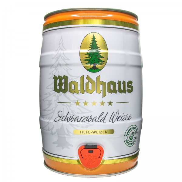 2 x Waldhaus Schwarzwald Weisse Foresta nera Lievito bianco Grano 5 L Fusto del partito 5,6% vol.