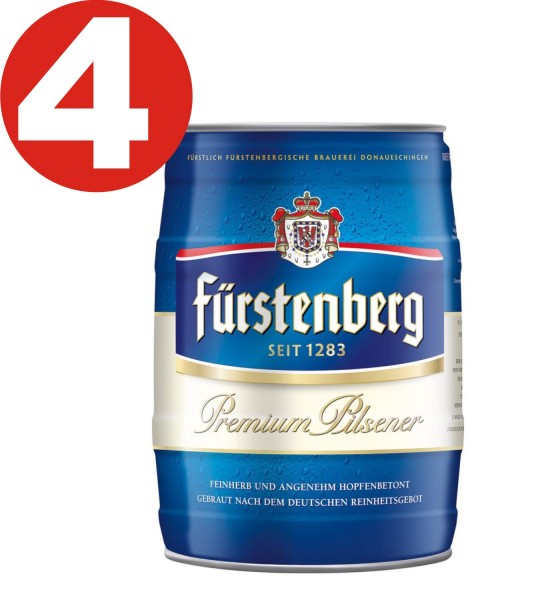 4x Fuerstenberg Party barile 5 litri con rubinetto 4,8% vol