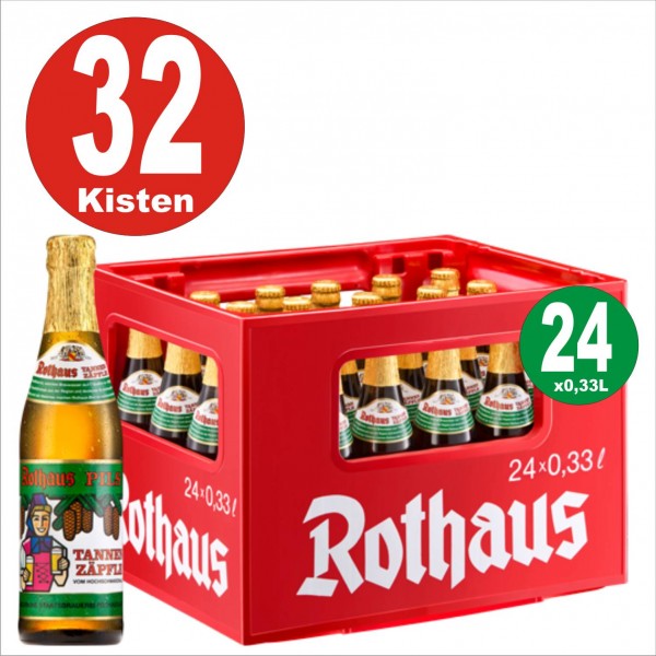 32 scatole = 24 x Rothaus Tannenzaepfle 0,33 L - 5,1% di alcol Pallet Euro con scatola originale