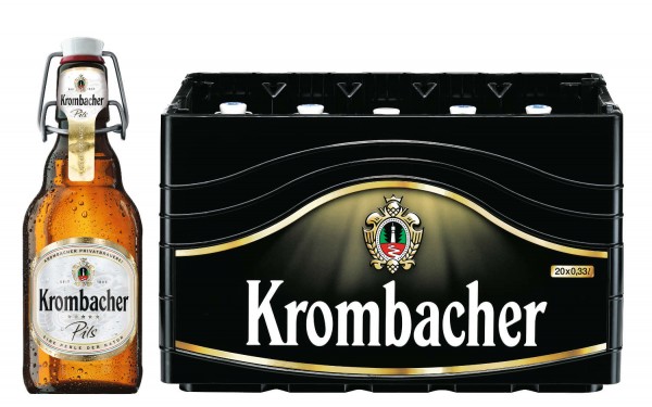 20 x Krombacher Pils 0.33L, asse bottiglia 4,8% vol custodia originale