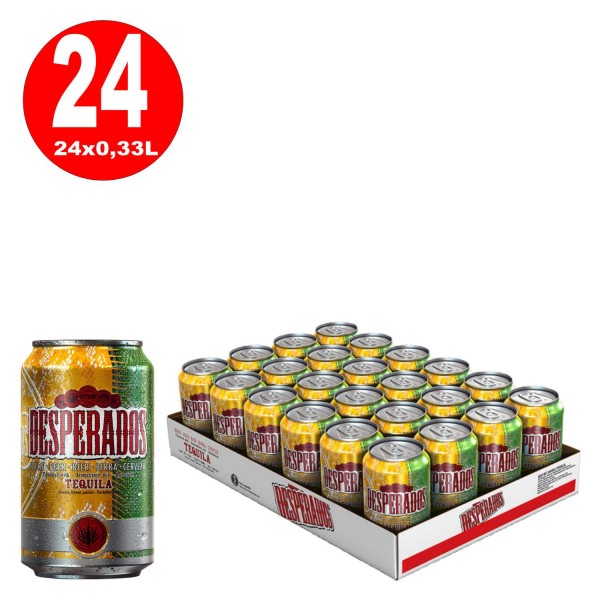 24 lattine da 0,5 L di birra Desperados Tequila 5,9% Vol. _ ONE WAY REDUCED best before 31.08.2020