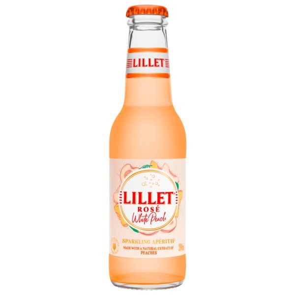 12 x Lillet Rosé Bevanda Mista Pesca Bianca 10,3% vol. Bottiglia in vetro da 200ml