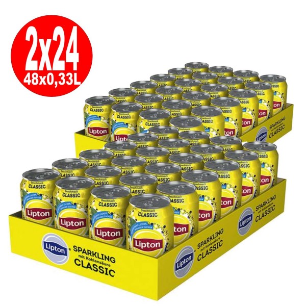 2 x Lipton Sparkling Classic tè freddo 24 x 0,33L lattina monodirezionale