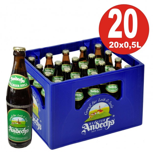 20 x Andechser Vollbier hell 0,5 l - 4,8% vol. Scatola originale di alcol