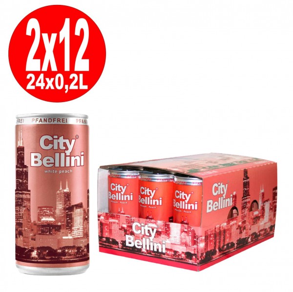 2 x 12 lattine 0.2L City Bellini Peach, cocktail al gusto di pesca, 5,5% di alc. vol. senza deposito-